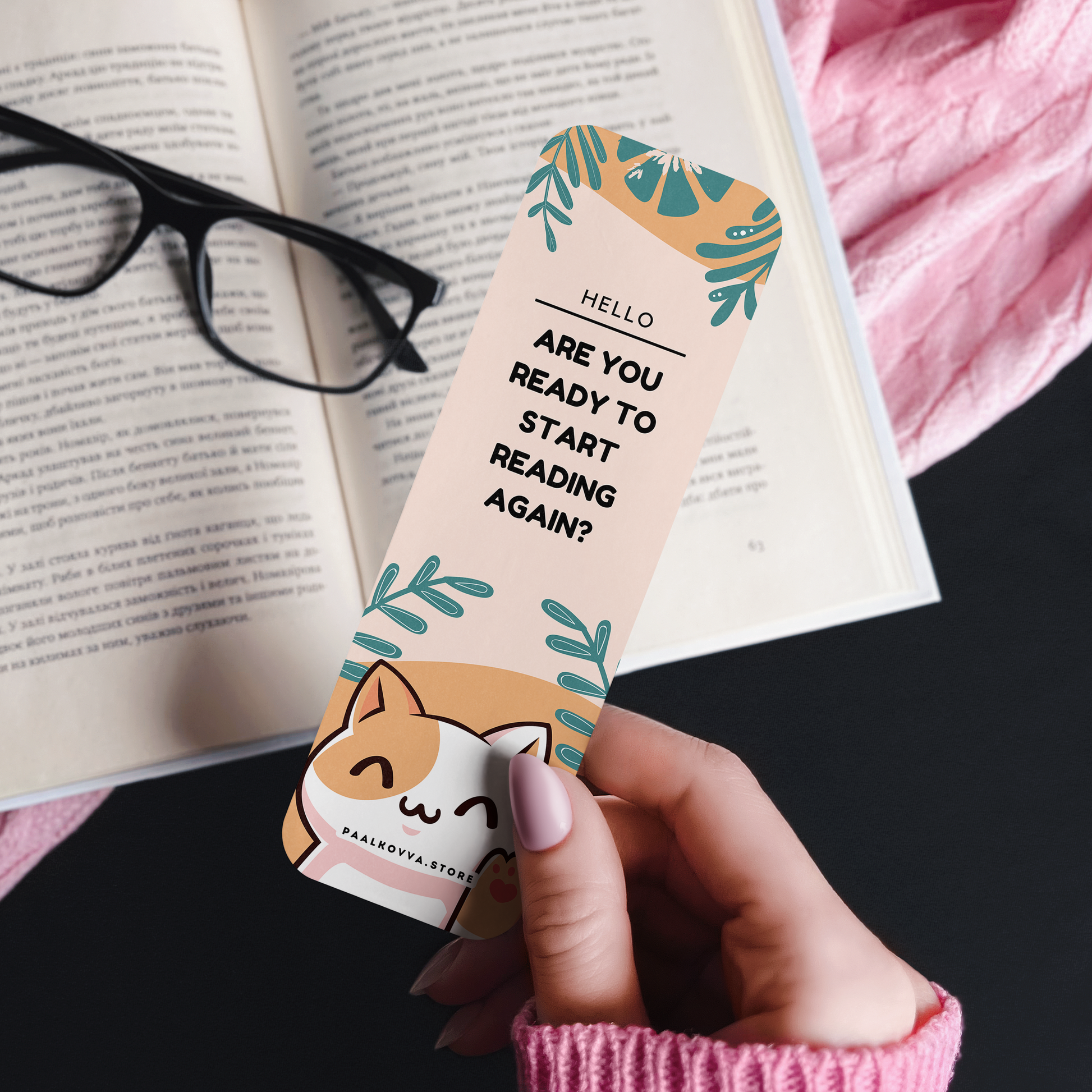 "Ready to Read Again?" Cat-Inspired Motivational Bookmark