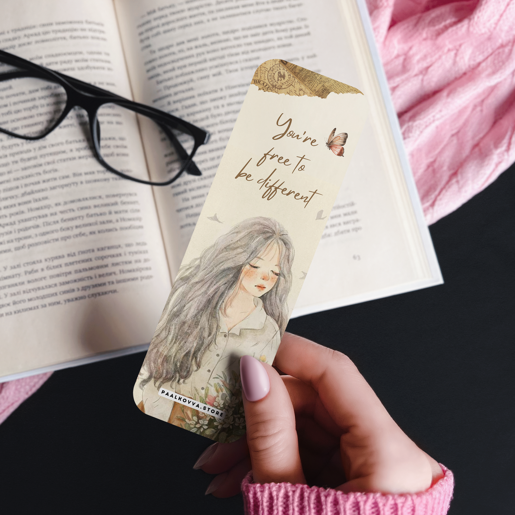 "Free to Be Different" Pastel Girl-Inspired Bookmark